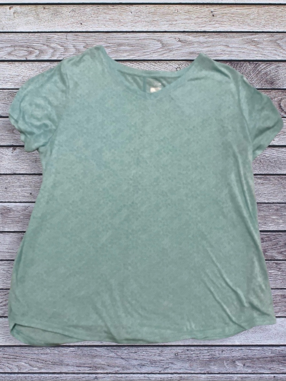 tek gear Blue Green Short Sleeve V-Neck Tee 1x